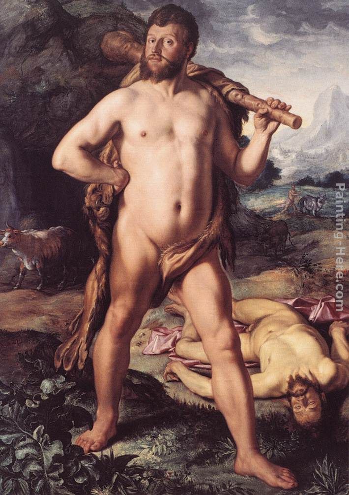 Hercules and Cacus painting - Hendrick Goltzius Hercules and Cacus art painting